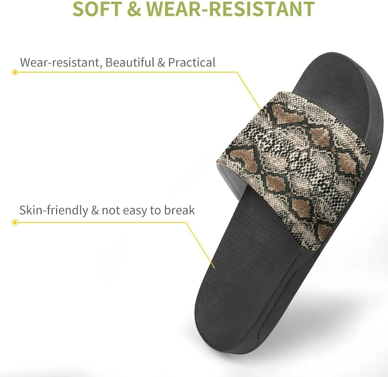 Snake Pattern Slides Men Home Sandal Women Non Slip Shower Open Toe Shoe Lightweight Casual Shoes Flat Slide Sandals