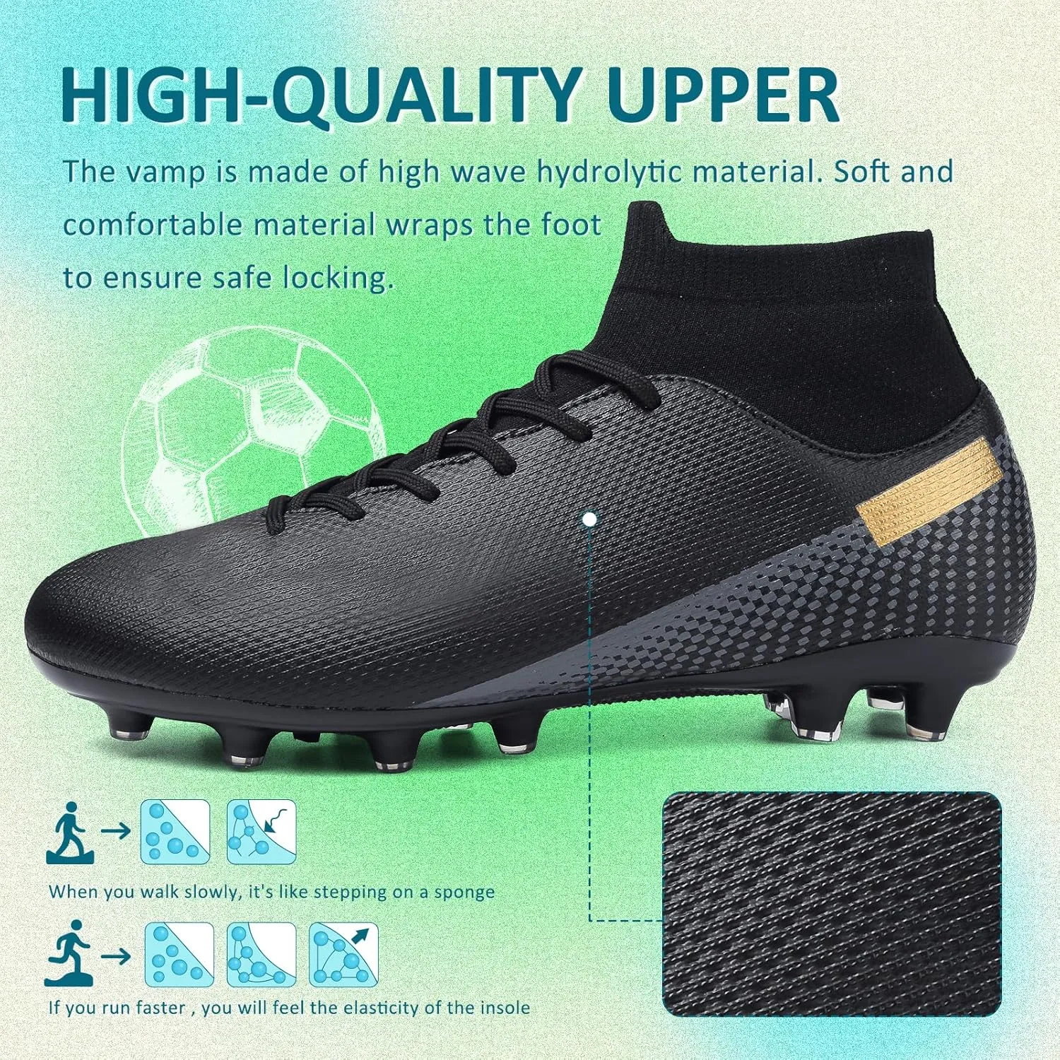 Soccer Cleats Mens Women Outdoor Soccer Shoes for Big Boy AG/FG