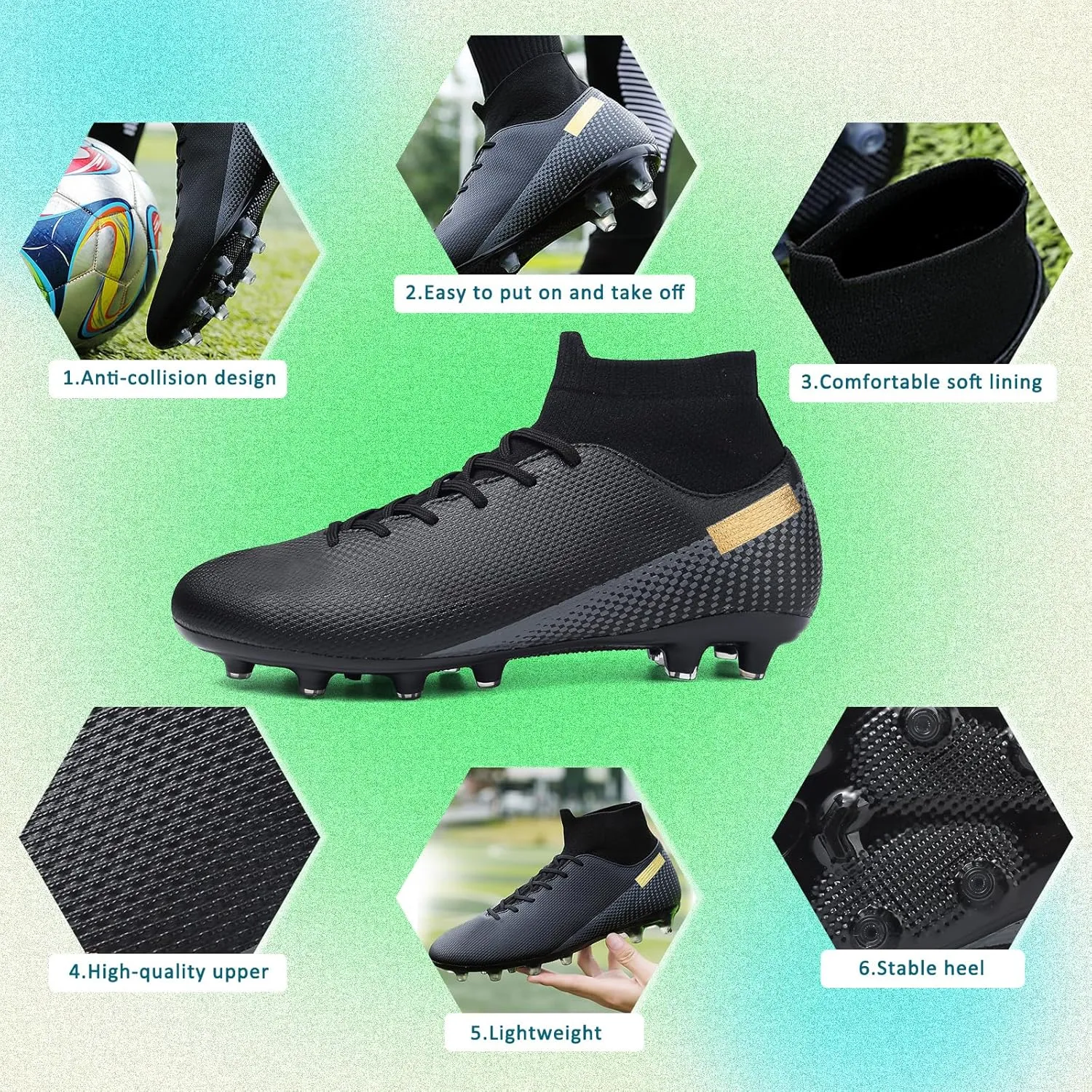Soccer Cleats Mens Women Outdoor Soccer Shoes for Big Boy AG/FG