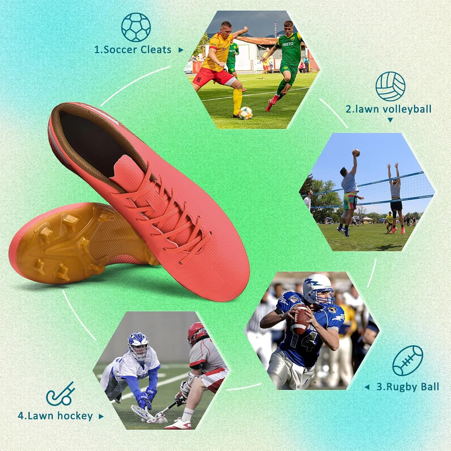 Soccer Cleats Mens Women Outdoor Soccer Shoes for Big Boy AG/FG