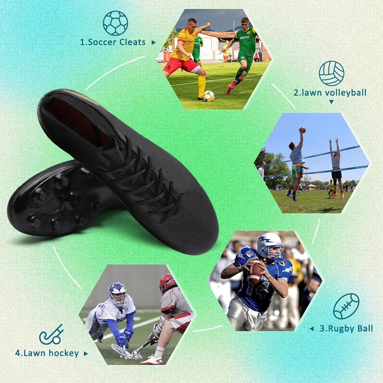 Soccer Cleats Mens Women Outdoor Soccer Shoes for Big Boy AG/FG