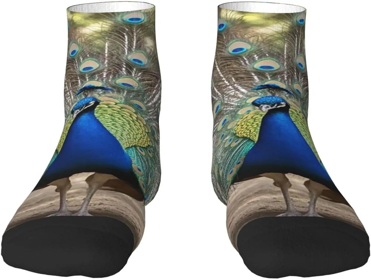 Socks for Women Men Breathable Moisture Wicking Boot Socks Blue Peacock Warm Calf Socks