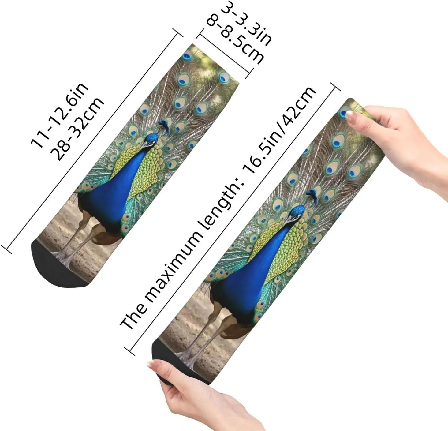 Socks for Women Men Breathable Moisture Wicking Boot Socks Blue Peacock Warm Calf Socks