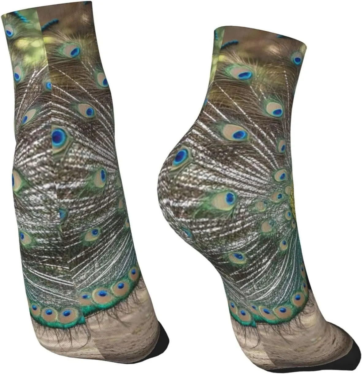 Socks for Women Men Breathable Moisture Wicking Boot Socks Blue Peacock Warm Calf Socks