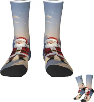 Socks for Women Men Breathable Moisture Wicking Boot Socks Santa Claus Lighthouse Warm Calf Socks
