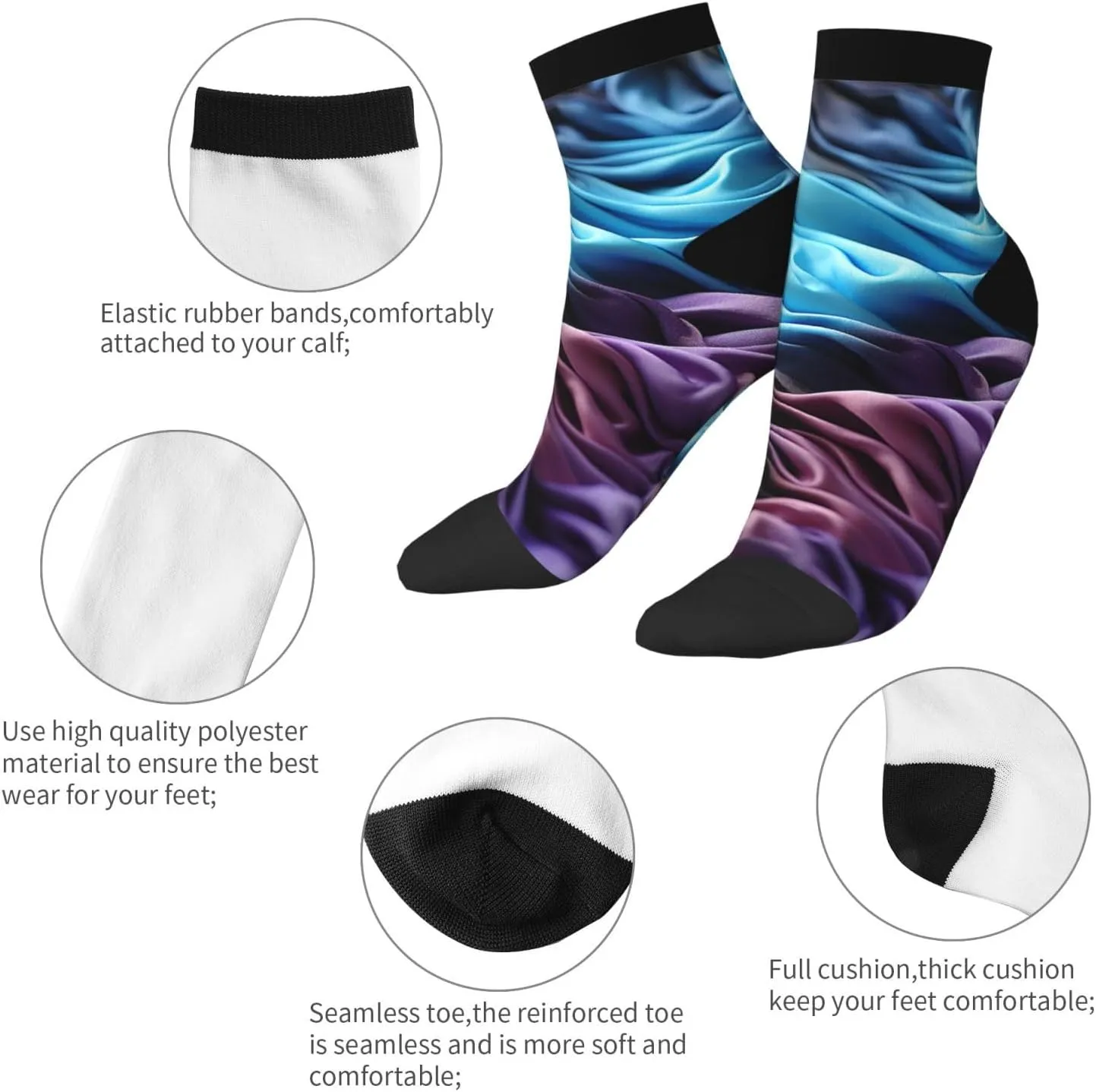 Socks for Women Men Breathable Warm Boot Socks Gradient Fabric Calf Socks for Hiking Work