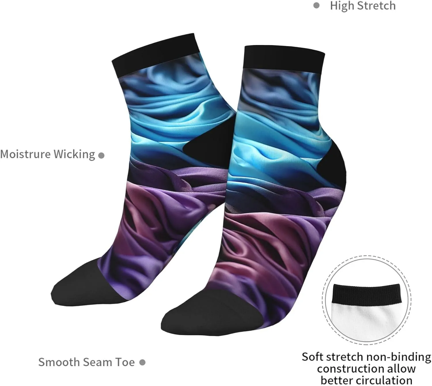 Socks for Women Men Breathable Warm Boot Socks Gradient Fabric Calf Socks for Hiking Work