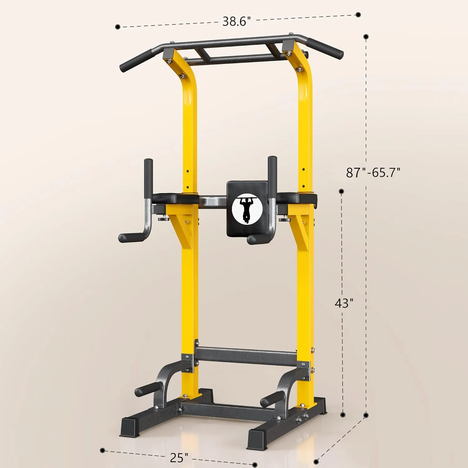 SogesHome Power Tower Pull Up Bar and Dip Stand,10 Adjustable Height Assistive Trainer Dip Station,Multi-Function Strength Training Fitness Workout Station for Home Gym Fitness Equipment，Capacity 500LBS