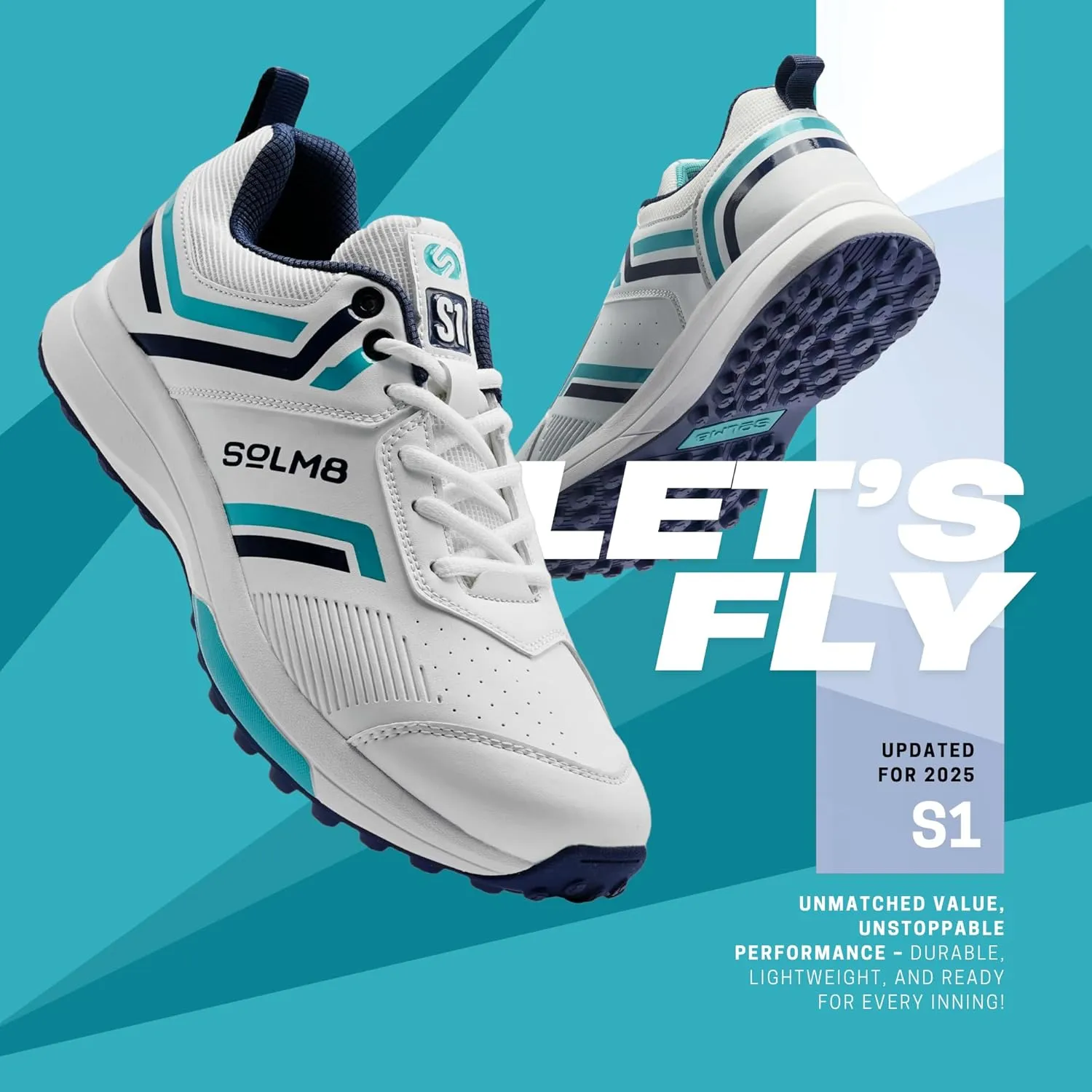 SOLM8 S1 Rubber Spikes - Lightweight Cricket Shoes for Men and Women - Durable Grip, Superior Protection (2024 Edition)