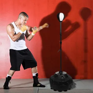 Speed Bar with Sturdy Base for MMA High-Energy Spring Training Reflex-Free Standing Boxing Bag Adjustable in Height Featuring Durable Stress Relief Ball for Fitness Fans (Black White)
