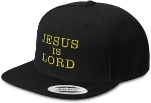Speedy Pros Snapback Hat for Men Flat Brim Hats Jesus is Lord God Christ Christian Religious Embroidered Flat Bill Hat