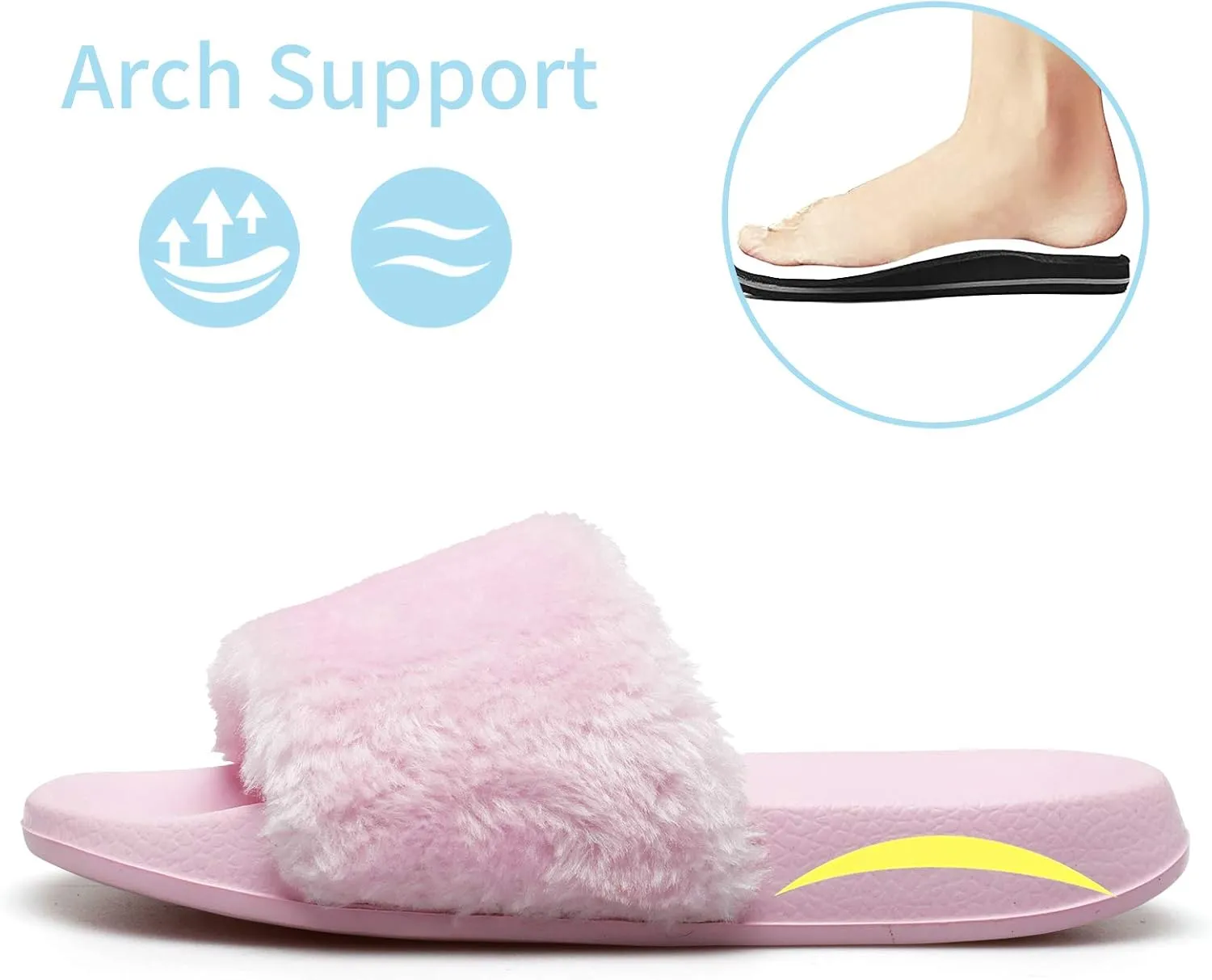 Spesoul Womens Fuzzy Slides Open Toe Furry Slide Slippers Indoor Outdoor Slides Sandals Casual Flat Fluffy House Slippers