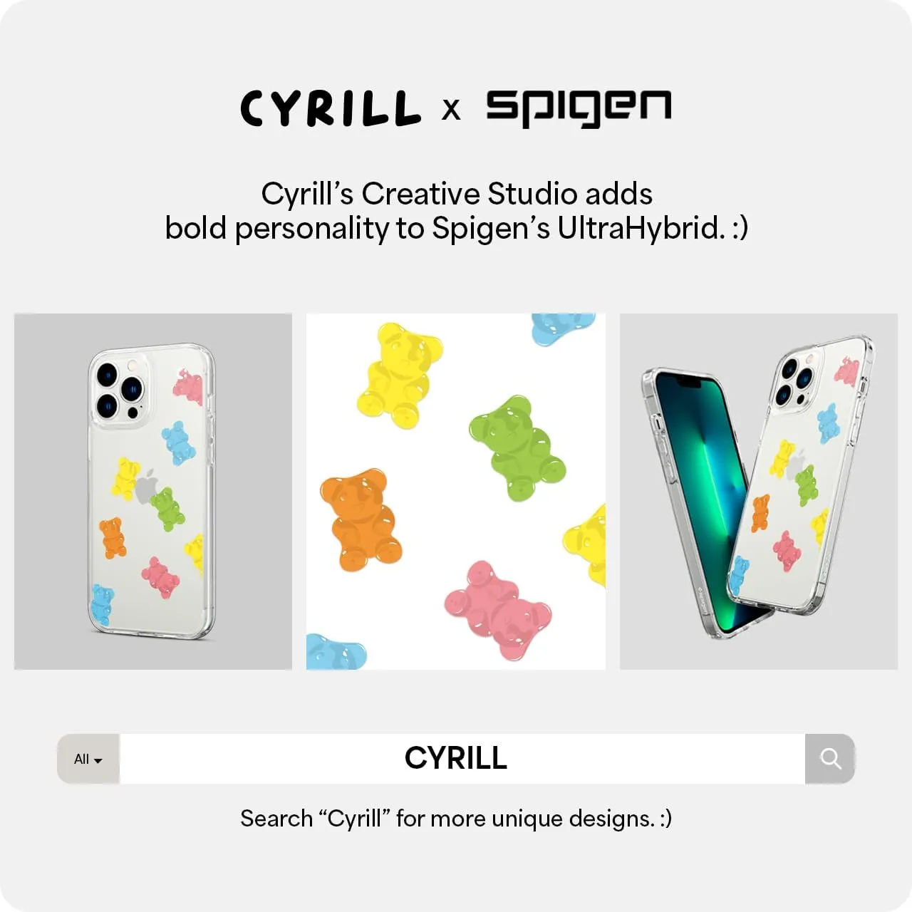 Spigen Ultra Hybrid [Anti-Yellowing Technology] Designed for iPhone 13 Pro Max Case (2021) - Crystal Clear Gummy Bears
