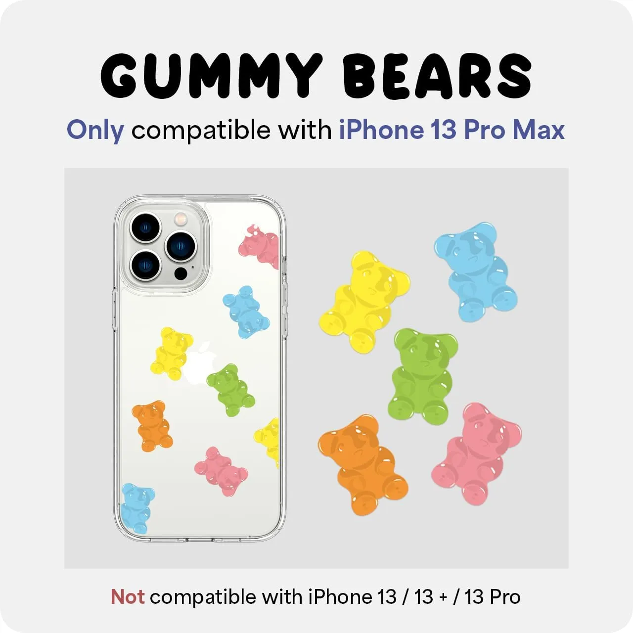 Spigen Ultra Hybrid [Anti-Yellowing Technology] Designed for iPhone 13 Pro Max Case (2021) - Crystal Clear Gummy Bears