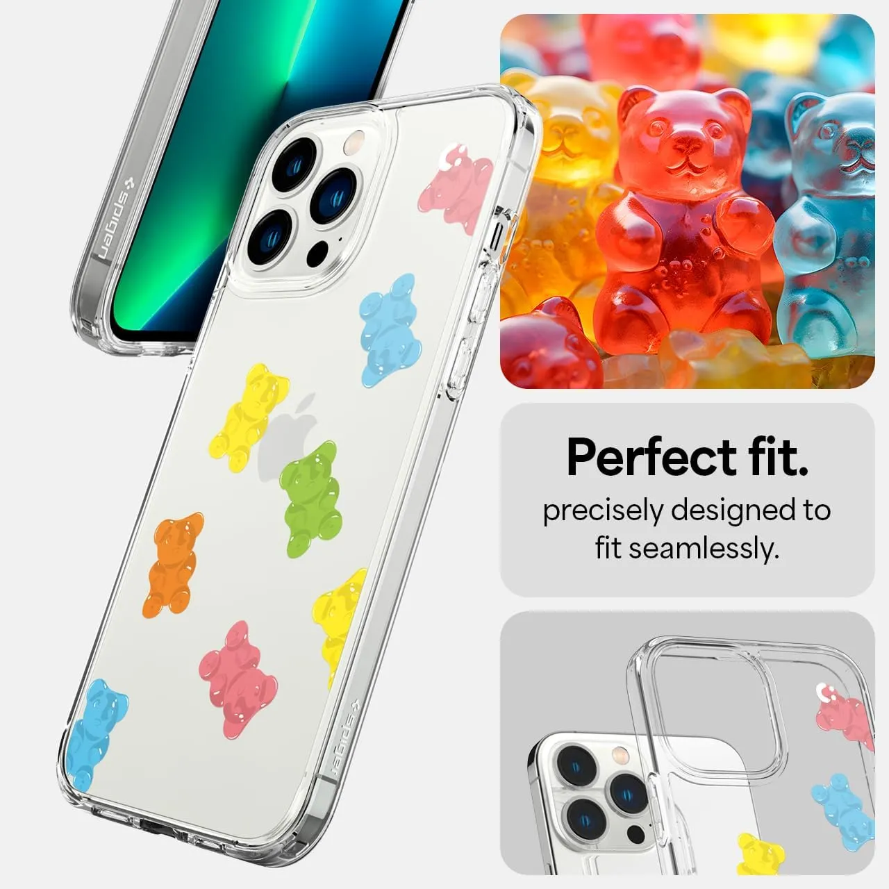 Spigen Ultra Hybrid [Anti-Yellowing Technology] Designed for iPhone 13 Pro Max Case (2021) - Crystal Clear Gummy Bears