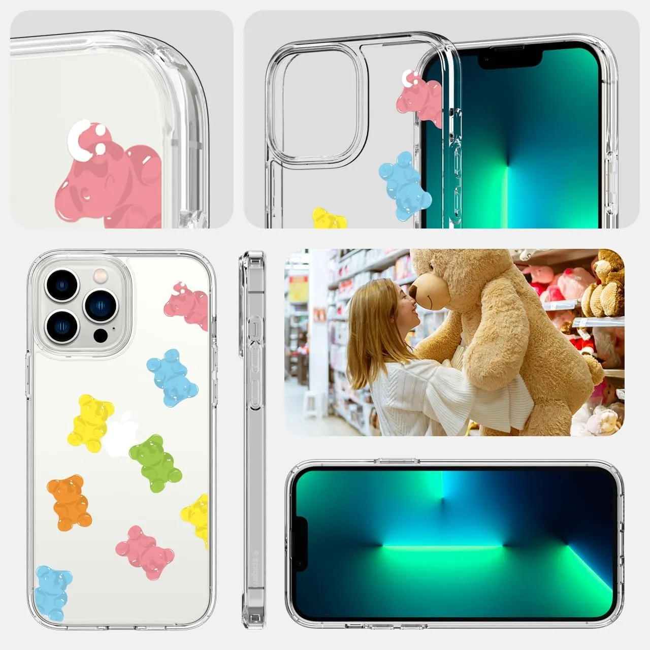 Spigen Ultra Hybrid [Anti-Yellowing Technology] Designed for iPhone 13 Pro Max Case (2021) - Crystal Clear Gummy Bears