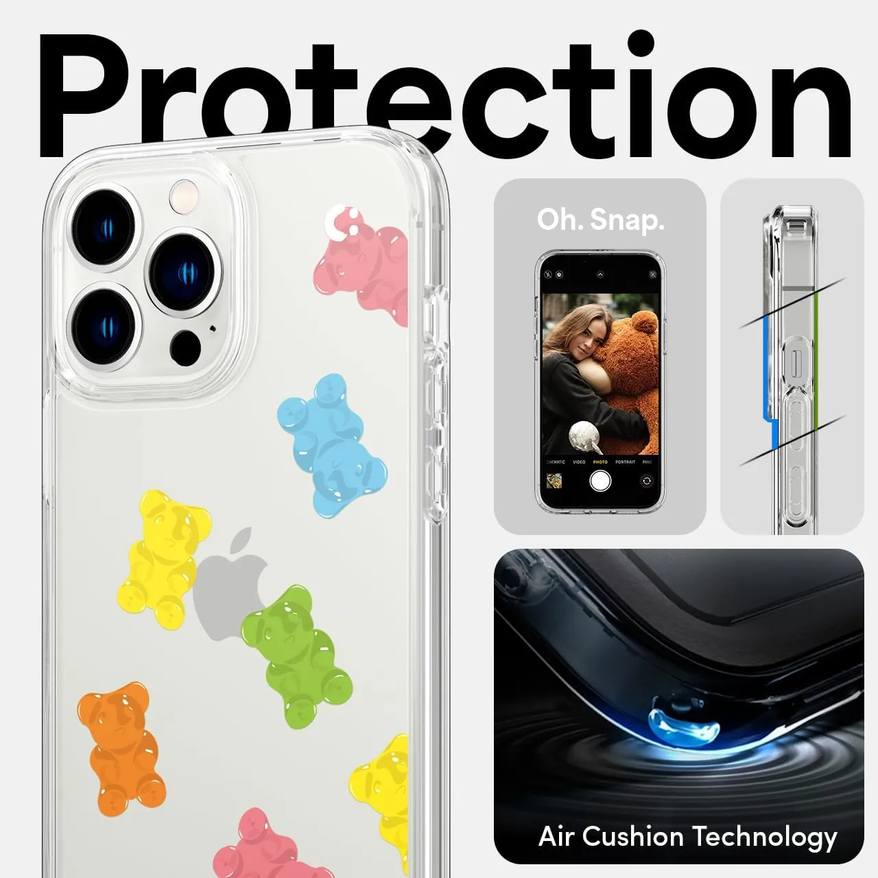 Spigen Ultra Hybrid [Anti-Yellowing Technology] Designed for iPhone 13 Pro Max Case (2021) - Crystal Clear Gummy Bears