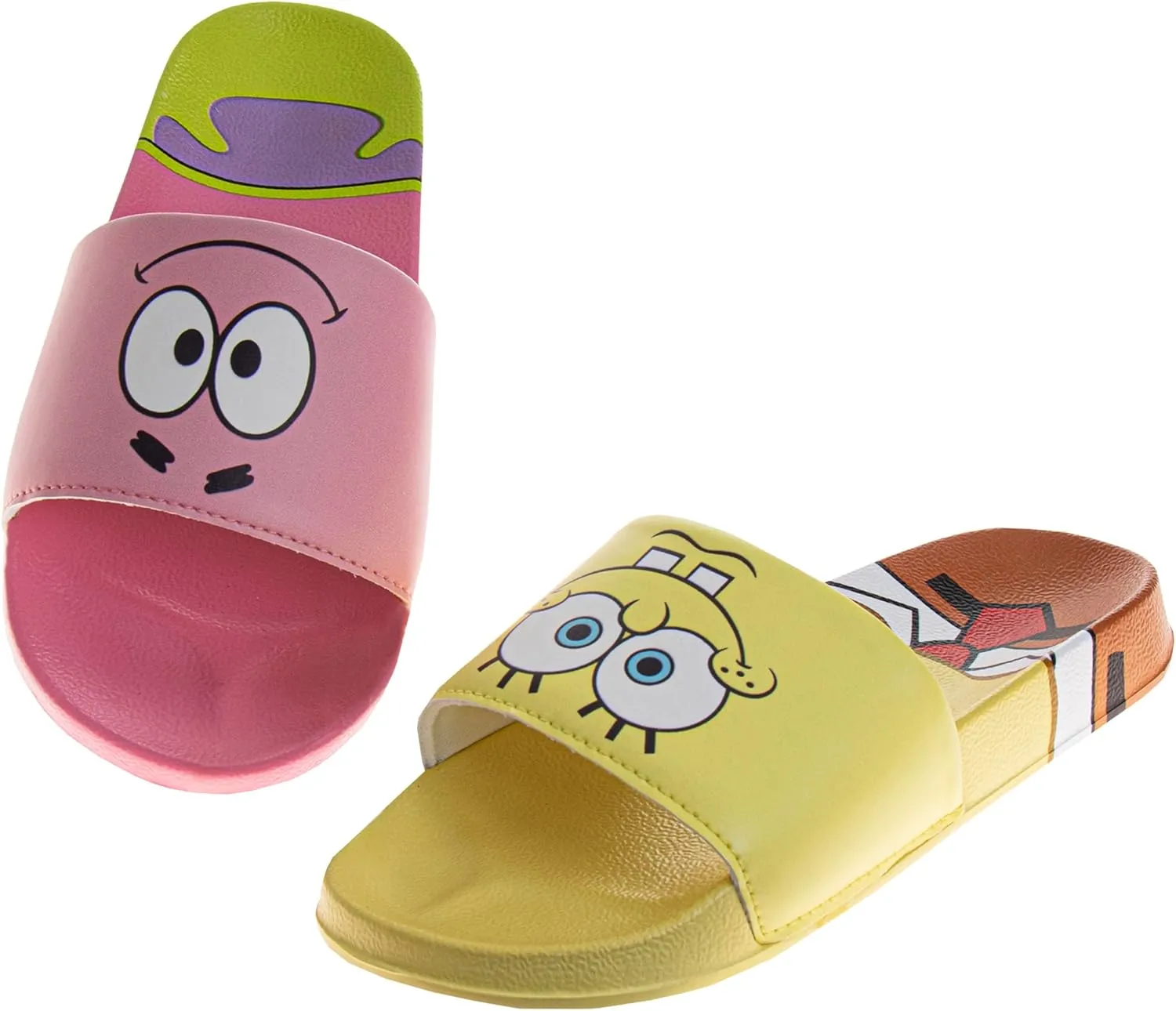 Spongebob Slide Open Toe Kids - Sponge Bob and Patrick Star Sandals SlipOn Slides for Boys and Girls Little Kid - Big Kid