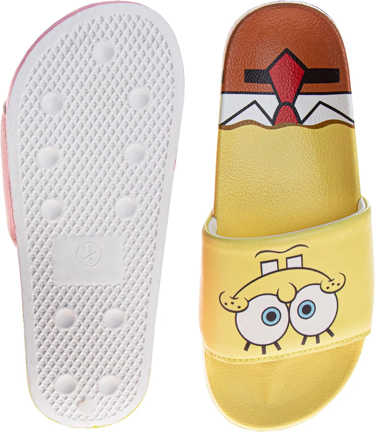Spongebob Slide Open Toe Kids - Sponge Bob and Patrick Star Sandals SlipOn Slides for Boys and Girls Little Kid - Big Kid