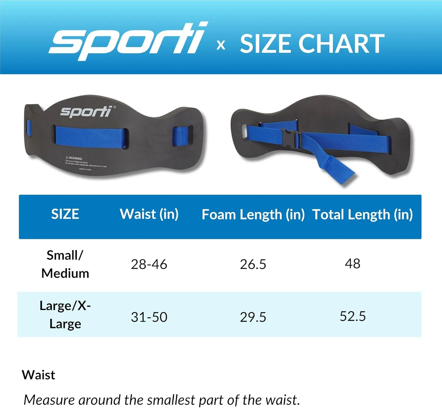 Sporti Swim Belts, Swim Float Jogbelt with Adjustable Belt for Water Fitness Exercises, Swimming Trainer Flotation Belt