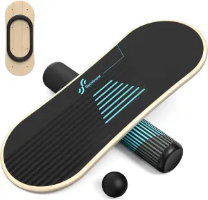 Sportneer Balance Board 7 Modes Wobble Board with Adjustable Stoppers Exercise Balancing Stability Trainer for Improve Balance, Surf Trainer & Physical Therapy - Roller and 2.8'' Ball Included