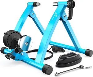 Sportneer Bike Trainer - Magnetic Stationary Bike Stand for 26-28" & 700C Wheels - Adjustable 6 Level Resistance Bike Trainer Stand for Indoor Riding with Quick Release Lever & Front Wheel Riser Block
