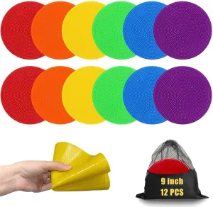 Spot Markers for Sports 9 Inch, Non Slip Rubber Agility Poly Spots Marker Field Flat Cone for Kids Soccer Basketball Speed Training Outdoor Classroom