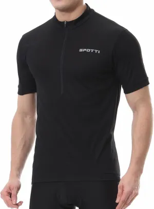 Spotti Men's Cycling Bike Jersey Short Sleeve with 3 Rear Pockets- Moisture Wicking, Breathable, Quick Dry Biking Shirt