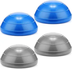 Sratte 4 Pcs Balance Pods Diameter Unisex Workout Balance Pods Trainer Dots Exercise Half Ball Inflatable Stepping Pads for Kids Adults Strength Flexibility, Blue Gray