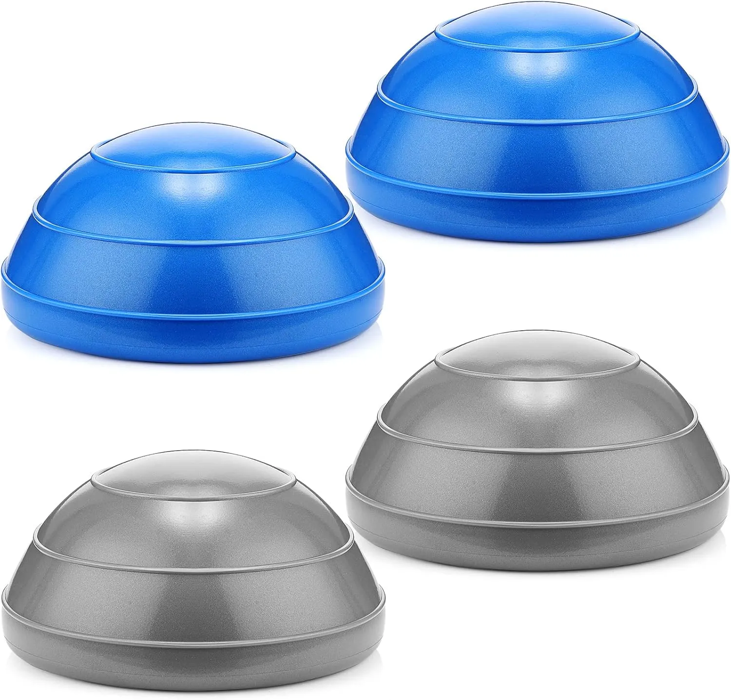 Sratte 4 Pcs Balance Pods Diameter Unisex Workout Balance Pods Trainer Dots Exercise Half Ball Inflatable Stepping Pads for Kids Adults Strength Flexibility, Blue Gray