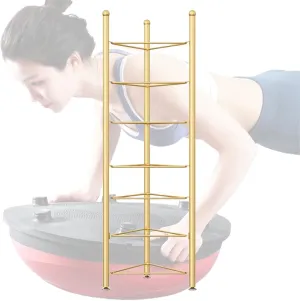 Stable Fitness Equipment Holder – Multi-Tier Steel Stand for Bosu Balls & Balance Trainers, Compact Design for Home & Commercial Gyms, Black, 3 Layers