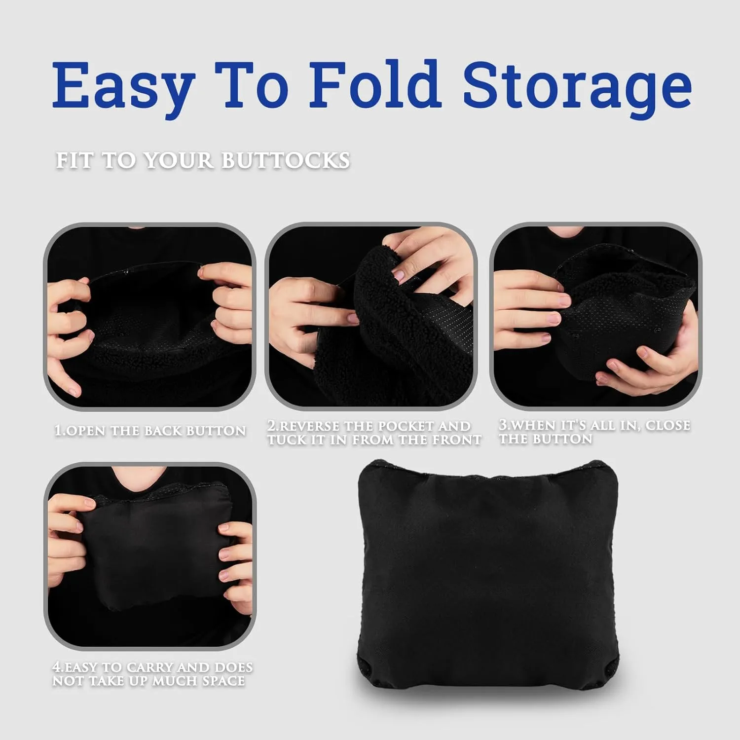 Stadium Seats,Portable Bleacher Seats with Portable Clutch Bag Memory Foam Seat Cushion 2 Pack Anti-Slip Round