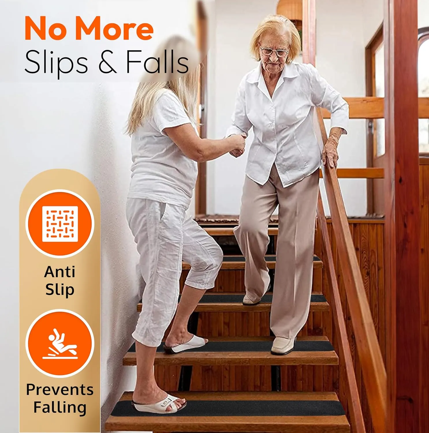 Stair Treads Non Slip for Wooden Steps Indoor and Outdoor - Grip Tape for Stairs Concrete Steps (Works on All Surfaces & Weather), Waterproof Anti Slip Tape, Strong Non Skid Tapes 6” X 24” (5-Pack)
