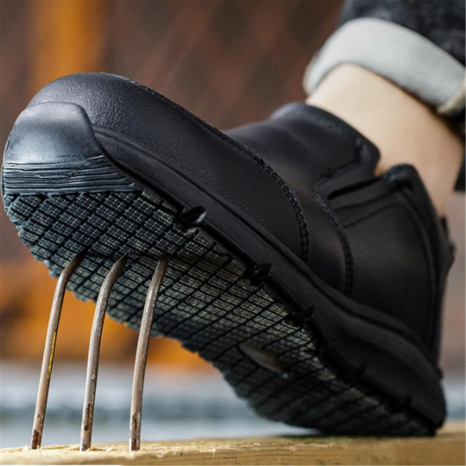 Steel Toe Anti-Smash Puncture-Proof Chef Safety Oil Resistant Work Shoes for Men, Non Slip Waterproof Food Service Kitchen Chef Restaurant Service Shoes, for Camping and Yard Work