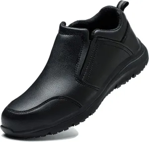 Steel Toe Anti-Smash Puncture-Proof Chef Safety Oil Resistant Work Shoes for Men, Non Slip Waterproof Food Service Kitchen Chef Restaurant Service Shoes, for Camping and Yard Work