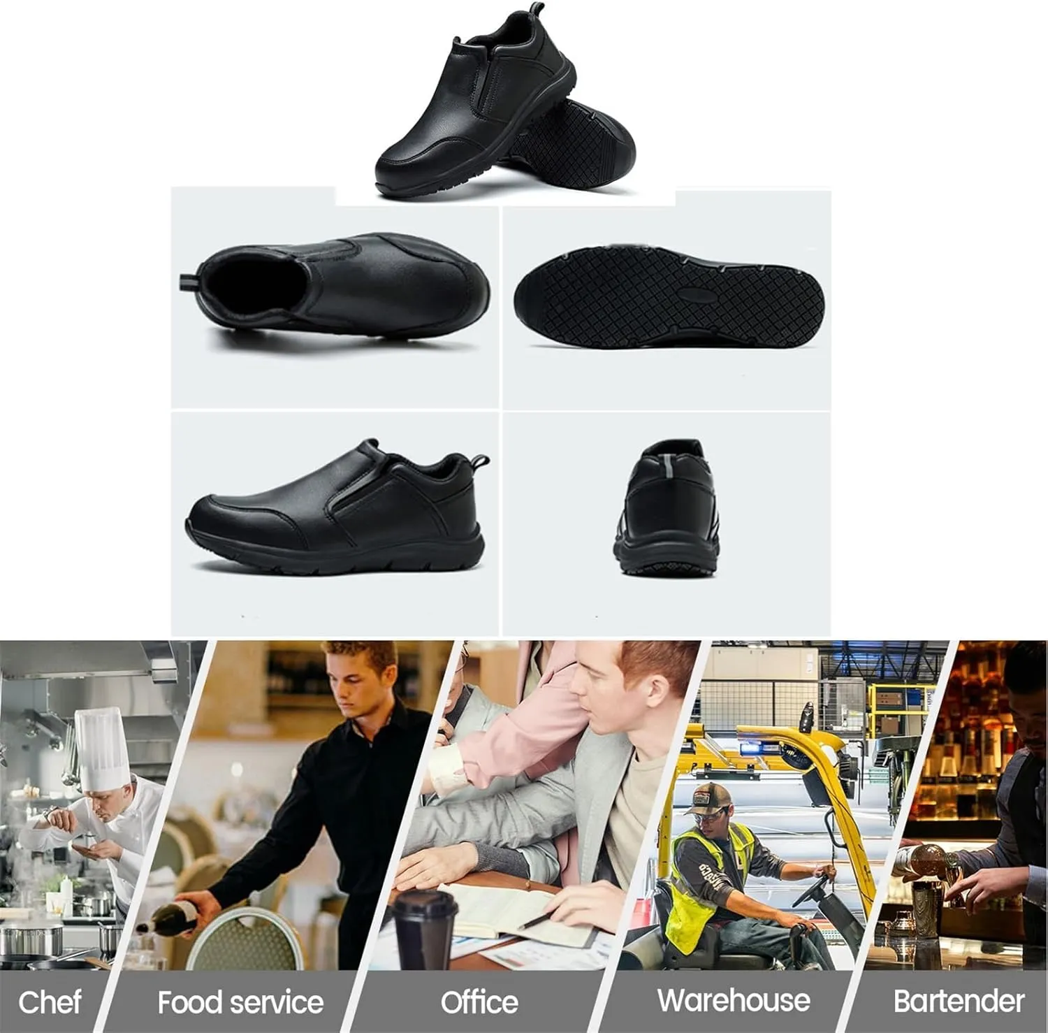 Steel Toe Anti-Smash Puncture-Proof Chef Safety Oil Resistant Work Shoes for Men, Non Slip Waterproof Food Service Kitchen Chef Restaurant Service Shoes, for Camping and Yard Work