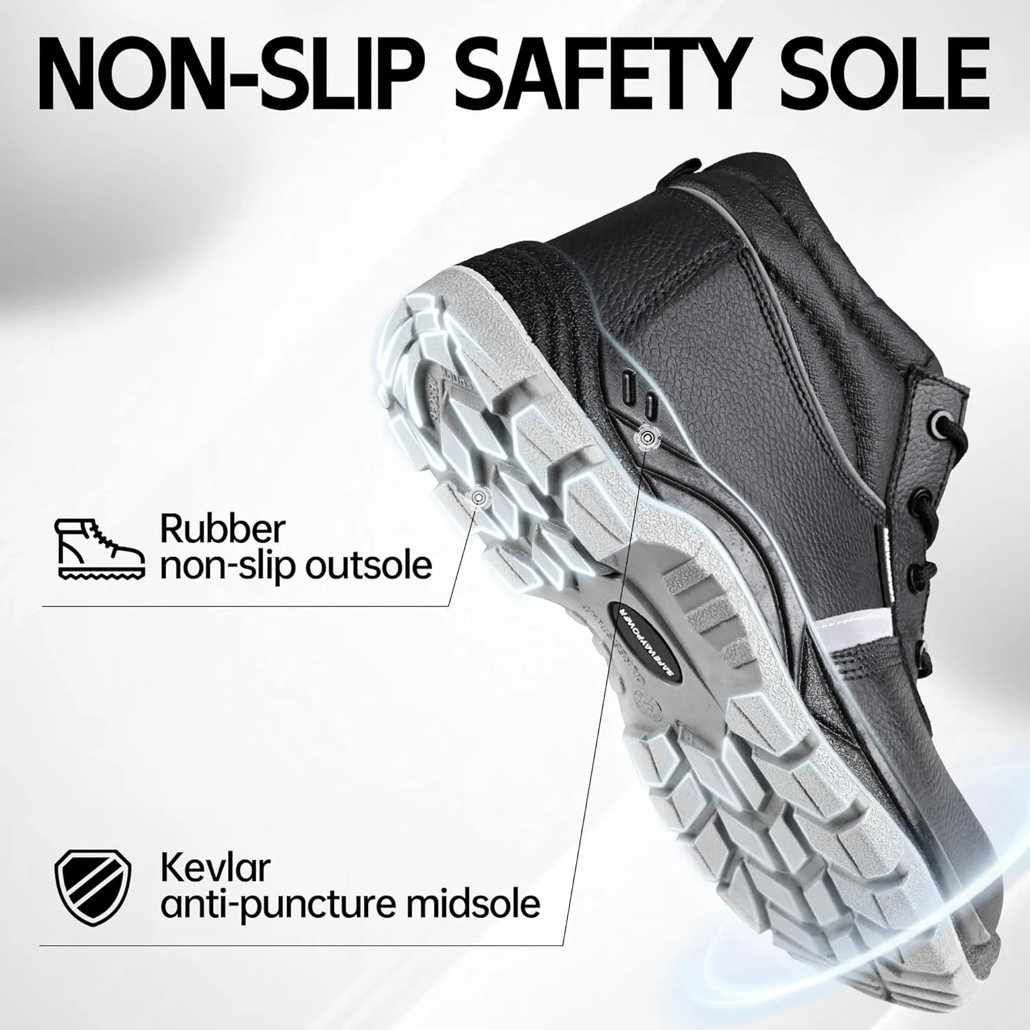 Steel Toe Boots for Men, Slip-Resistant Puncture Proof Safety Work Boots with Breathable Lining, Leather Shoes for Industrial Construction, Hiking