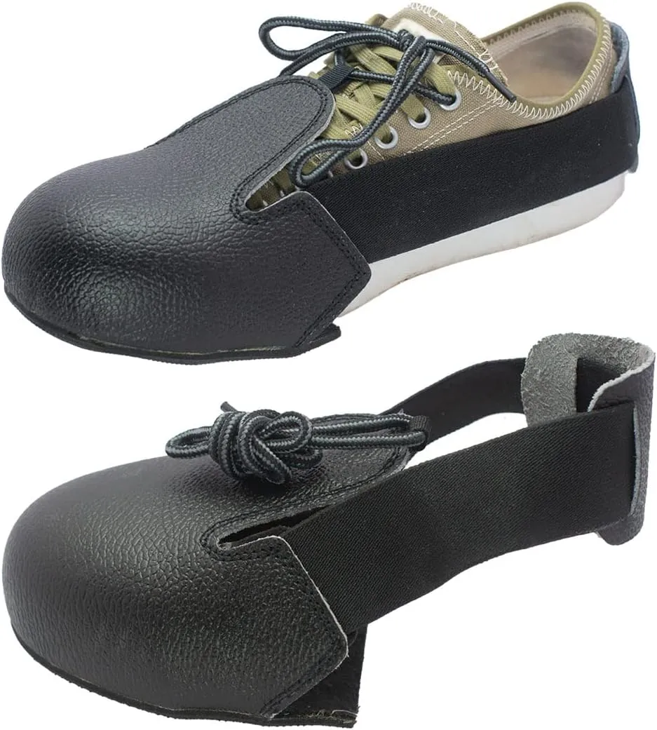 Steel Toe Cap Safety Shoe Covers, Universal Steel Toe Leather Overshoes Workplace Cover with Adjustable Strap, Unisex Safety Footwear Toe Leather Protector Attachment (1 Pair)