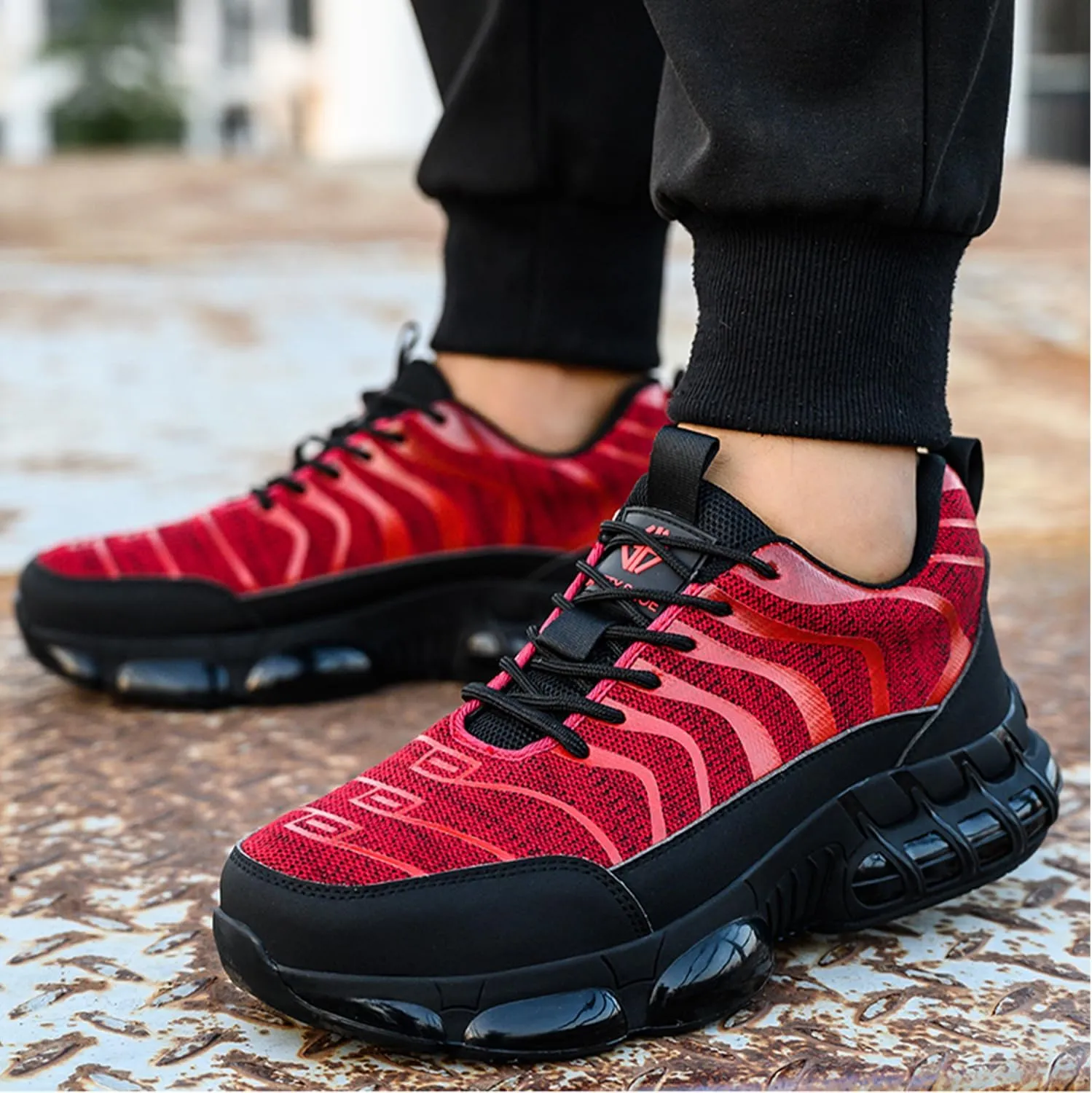 Steel Toe Shoes for Men Women Safety Work Sneakers Indestructible Comfortable Lightweight Breathable Construction Sneakers Anti Smashing Puncture Proof Air Cushion