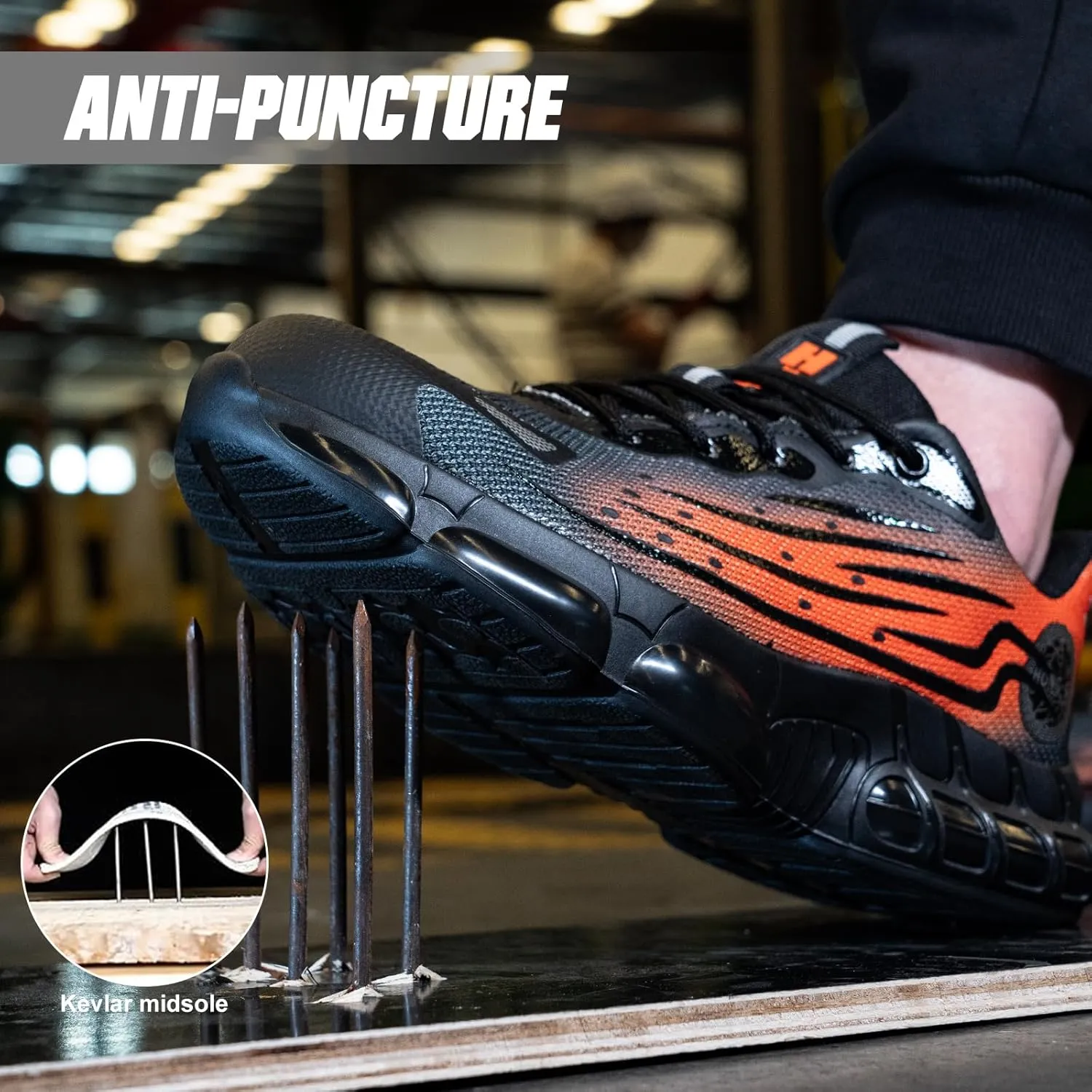 Steel Toe Shoes for Men Women Safety Work Sneakers Indestructible Comfortable Lightweight Breathable Construction Sneakers Anti Smashing Puncture Proof Air Cushion