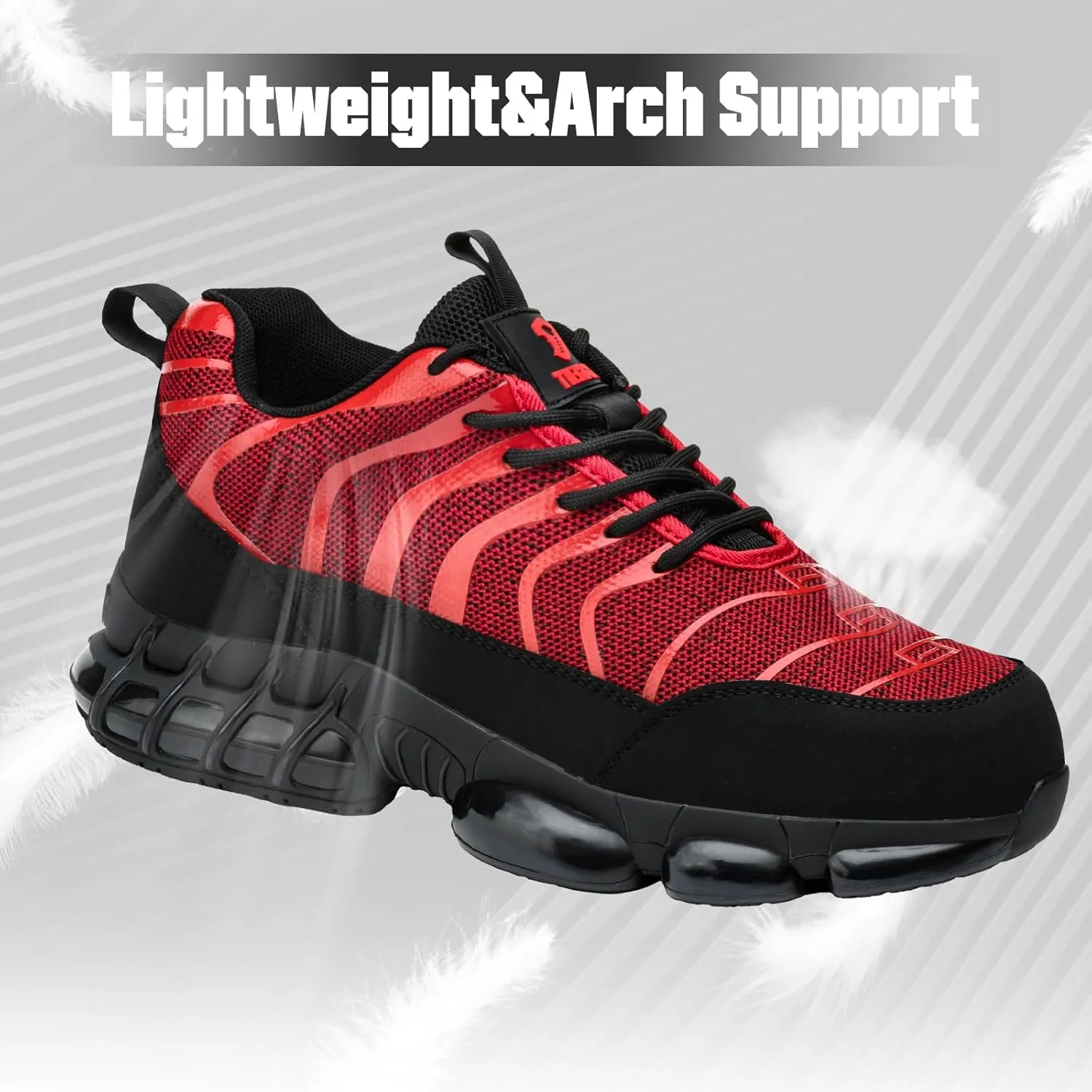 Steel Toe Shoes for Men Women Safety Work Sneakers Indestructible Comfortable Lightweight Breathable Construction Sneakers Anti Smashing Puncture Proof Air Cushion