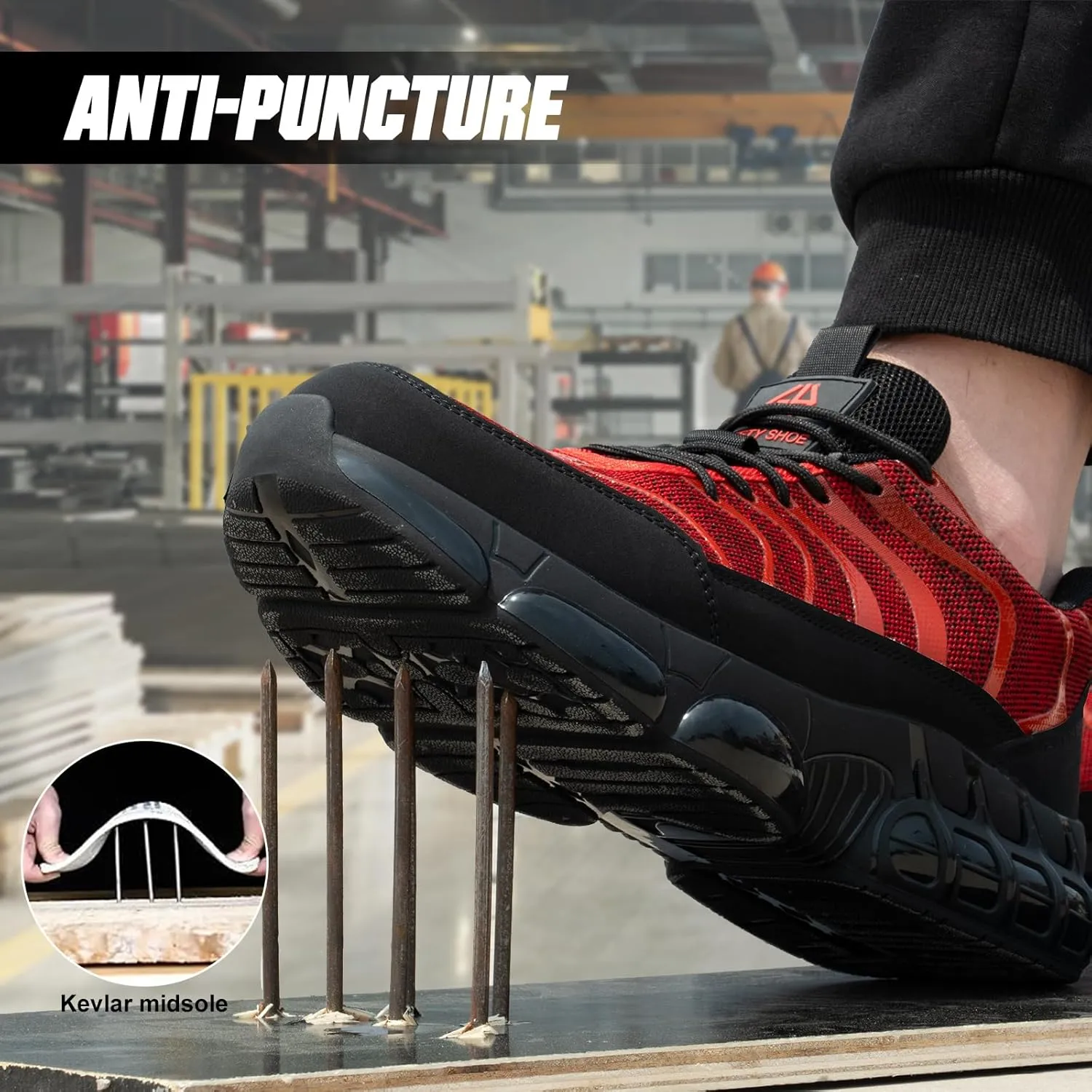 Steel Toe Shoes for Men Women Safety Work Sneakers Indestructible Comfortable Lightweight Breathable Construction Sneakers Anti Smashing Puncture Proof Air Cushion