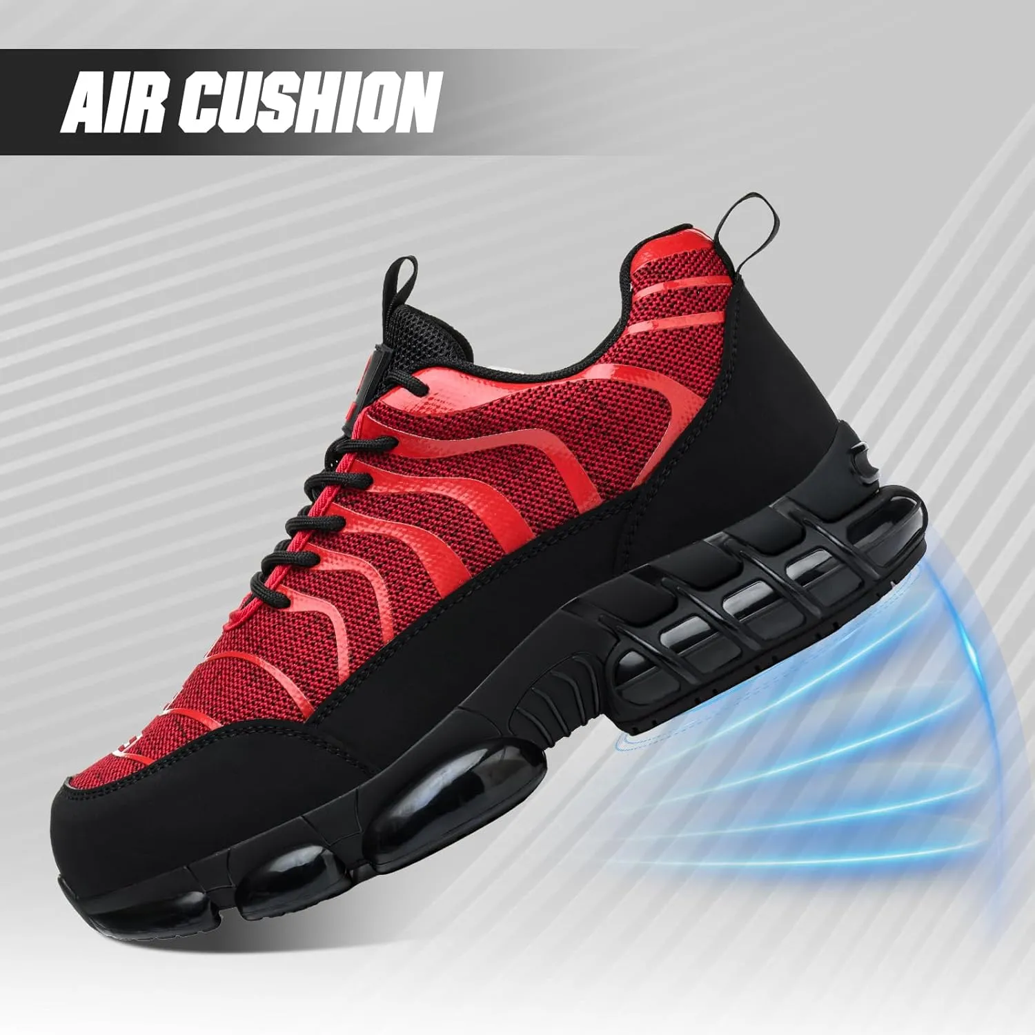 Steel Toe Shoes for Men Women Safety Work Sneakers Indestructible Comfortable Lightweight Breathable Construction Sneakers Anti Smashing Puncture Proof Air Cushion