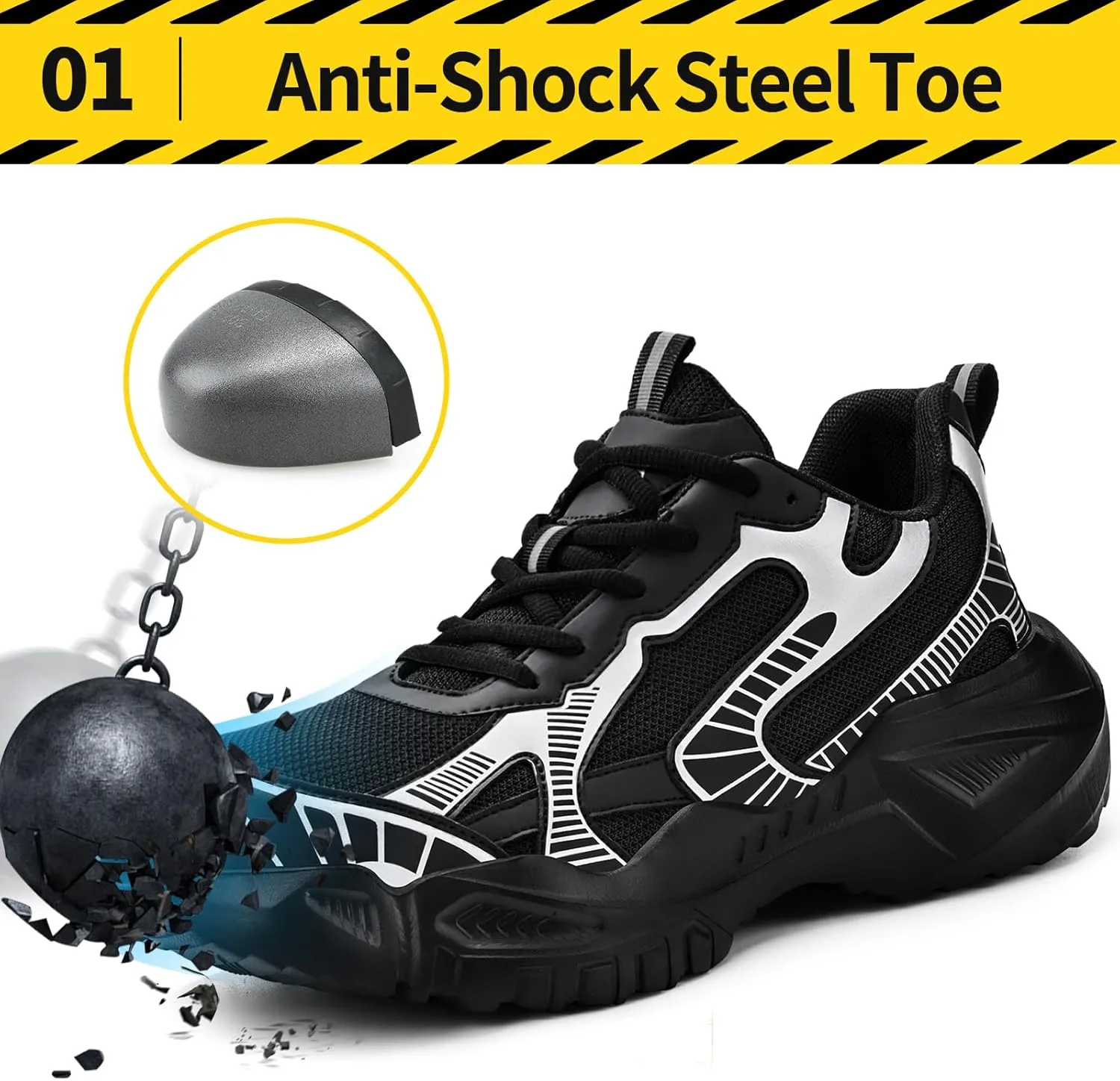 Steel Toe Shoes for Men Work Safety Shoes Industrial Construction Shoes Mid Cut Industrial Boot Work Sneakers Comfortable Lightweight Safety Shoes for Work