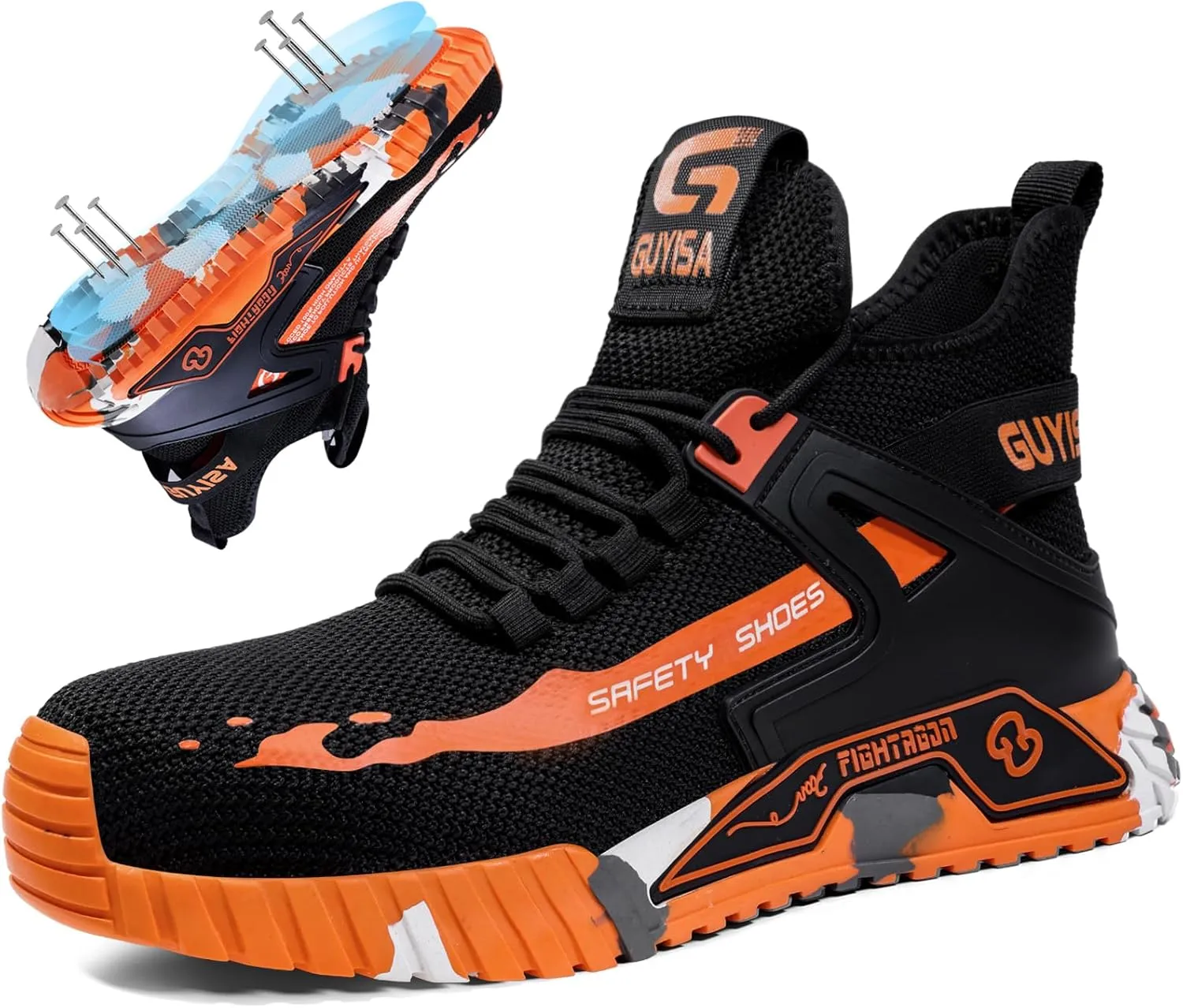 Steel Toe Shoes for Men Work Safety Shoes Industrial Construction Shoes Mid Cut Industrial Boot Work Sneakers Comfortable Lightweight Safety Shoes for Work