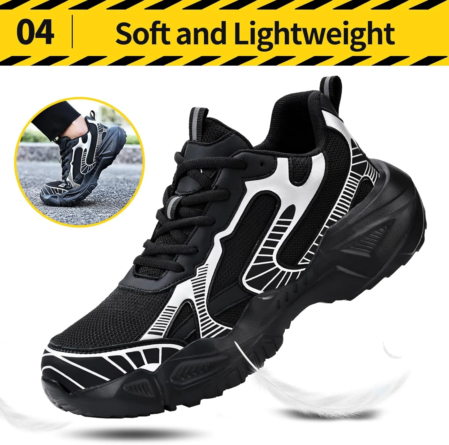 Steel Toe Shoes for Men Work Safety Shoes Industrial Construction Shoes Mid Cut Industrial Boot Work Sneakers Comfortable Lightweight Safety Shoes for Work
