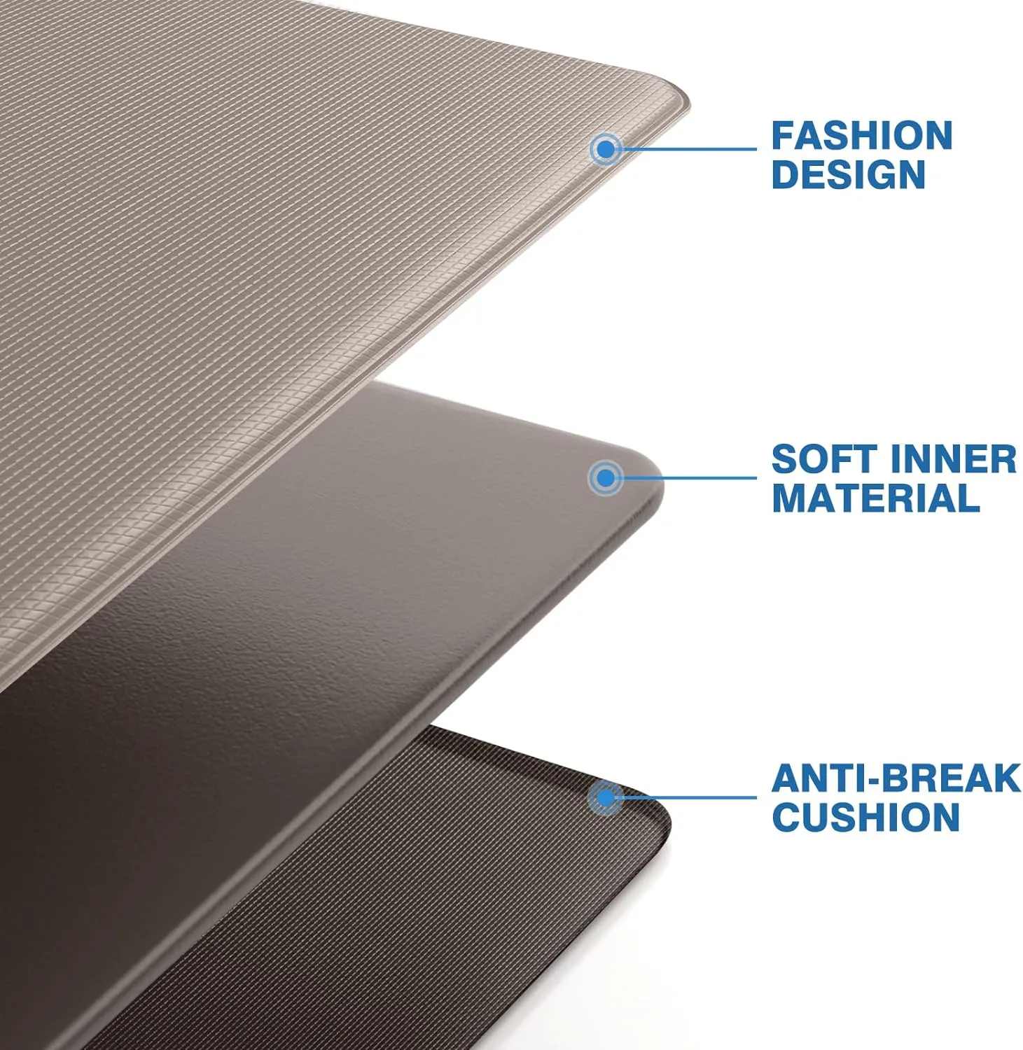 StepRite Kitchen Mats, 2PCS Kitchen Rugs, Cushioned Anti Fatigue Kitchen Mats for Floor, Non-Slip Standing Desk Mat, Waterproof Kitchen Rug Set for Kitchen, Floor, Office, 17.3"x30" 17.3"x47", Khaki