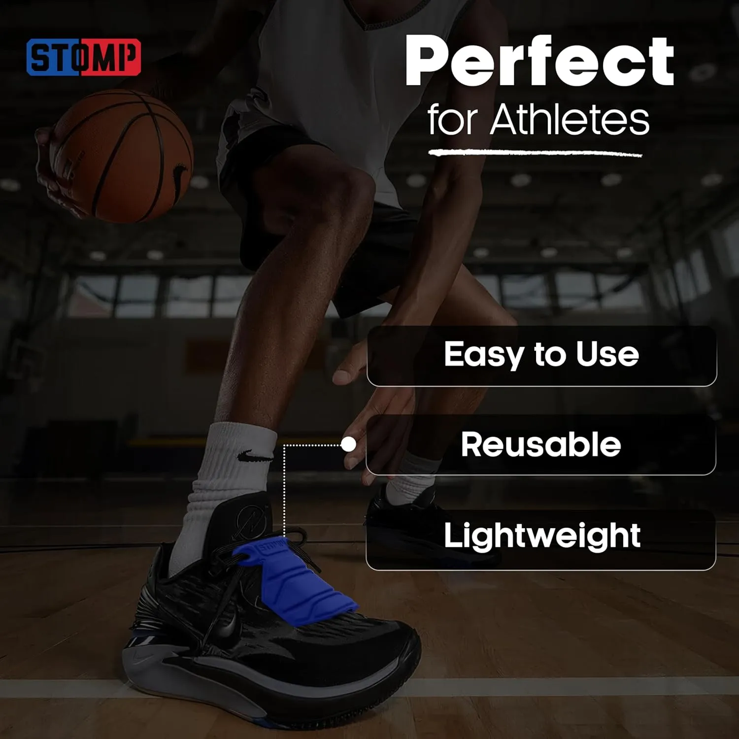 STOMP Athletics: Traction Shoe Armor - Lightweight Grip Enhancer for Basketball Shoes - Instant Shoe Traction from The Top of Your Laces - Flexible Fit & Easy to Clean