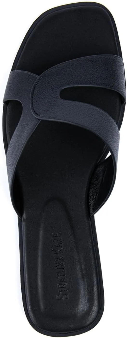 Stratuxx Kaze Womens Flat Sandals Flat Slide Sandals White,Black, Brown,Metallic Flat Sandals Leopard