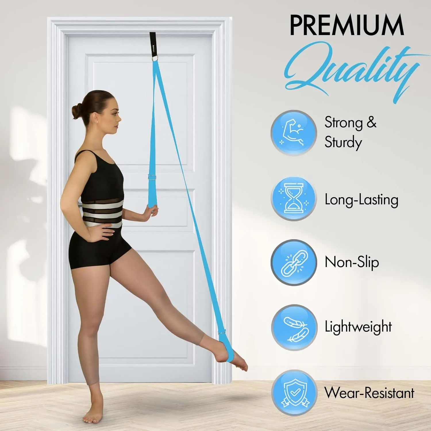 Stretching Strap With Door Anchor - Stretching Equipment to Improve Legs Flexibility - Splits Trainer For Home Ideal In Ballet, Dance, Cheerleading, Taekwondo, Yoga, Pole Dancing & Gymnastics